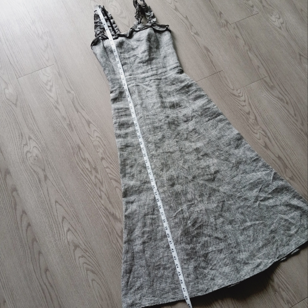 Reformation Lavender Linen Midi Dress In Boston Check - Picture 12 of 15